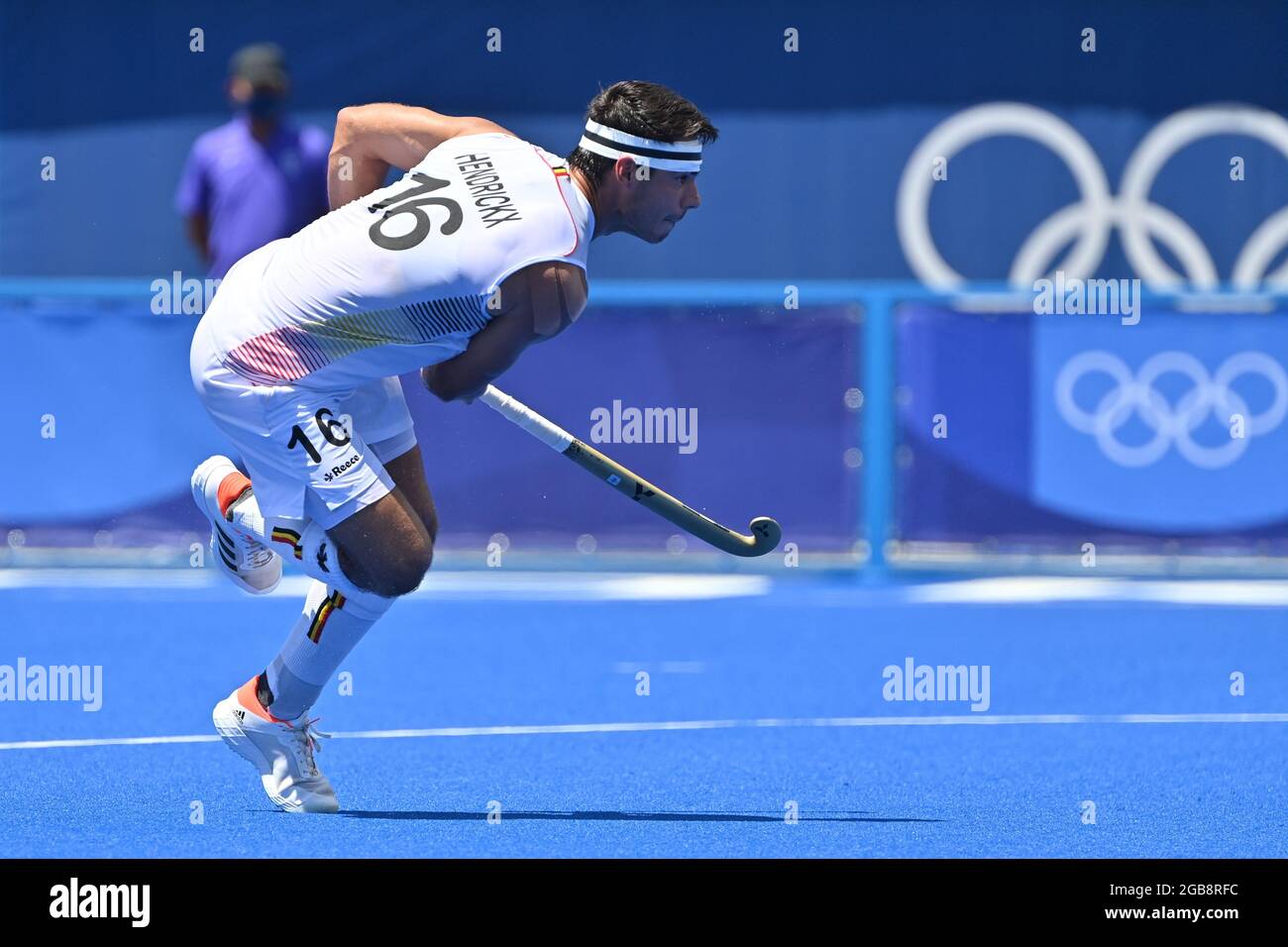 Belgium's Alexander Hendrickx scoring the 2-2 goal during a semi-final hockey  match between Belgium's Red Lions and India, in the men's field hockey t  Stock Photo - Alamy