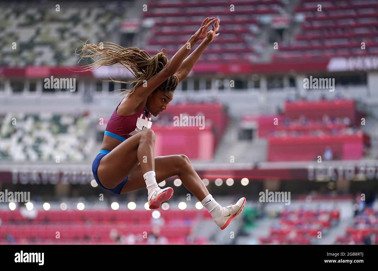 USA's Tara Davis during the Women's Long Jump Final at the Olympic