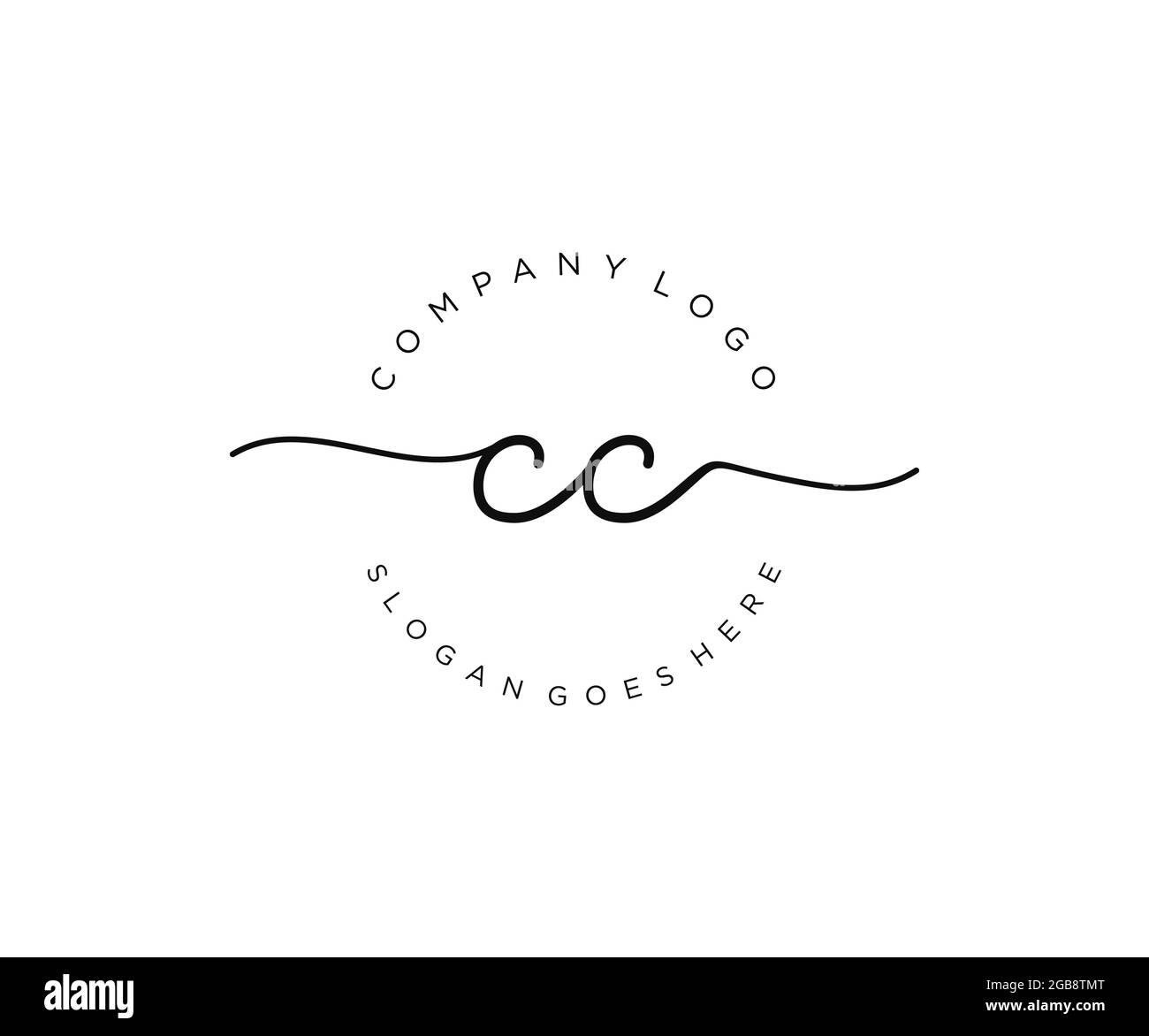CC Feminine logo beauty monogram and elegant logo design, handwriting logo of initial signature, wedding, fashion, floral and botanical with creative Stock Vector