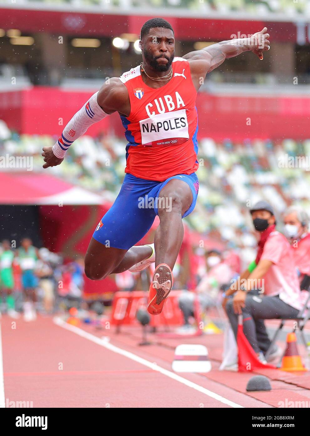 Tokyo, Japan. 3rd Aug, 2021. Cristian napoles of Cuba competes during the men's triple jump qualification at Tokyo 2020 Olympic Games, in Tokyo, Japan, Aug. 3, 2021. Credit: Li Ming/Xinhua/Alamy Live News Stock Photo