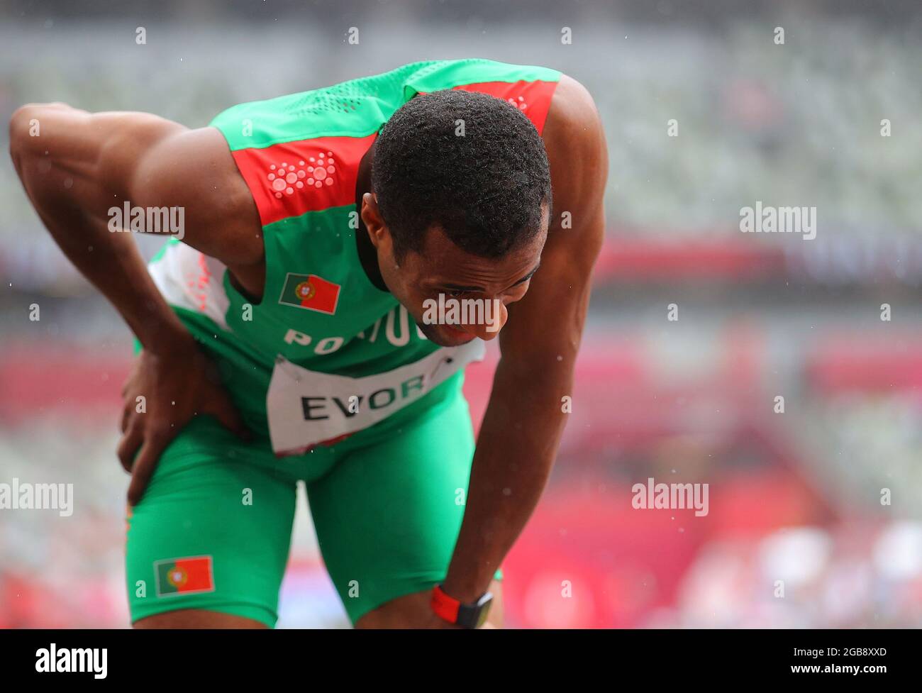 Tokyo, Japan. 3rd Aug, 2021. Nelson Evora of Portugal reacts during the  men's triple jump qualification at Tokyo 2020 Olympic Games, in Tokyo,  Japan, Aug. 3, 2021. Credit: Li Ming/Xinhua/Alamy Live News