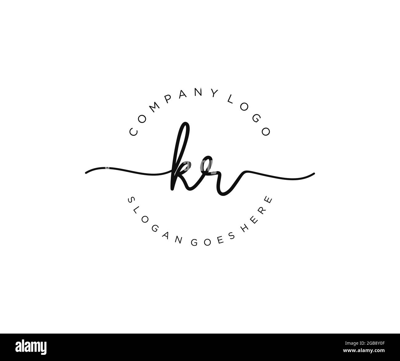 KR Feminine logo beauty monogram and elegant logo design, handwriting logo of initial signature, wedding, fashion, floral and botanical with creative Stock Vector