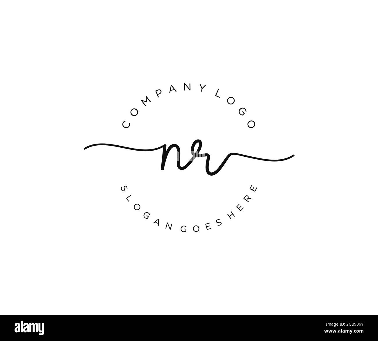 NR Feminine logo beauty monogram and elegant logo design, handwriting logo of initial signature, wedding, fashion, floral and botanical with creative Stock Vector