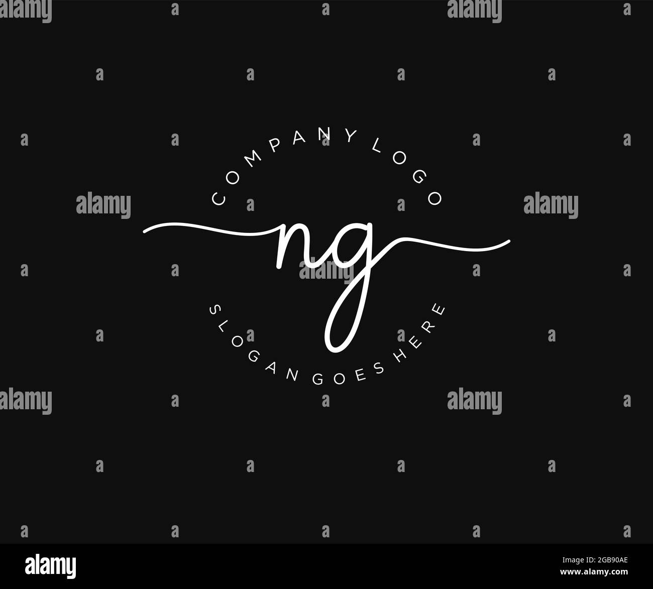NG Feminine logo beauty monogram and elegant logo design, handwriting logo of initial signature, wedding, fashion, floral and botanical with creative Stock Vector