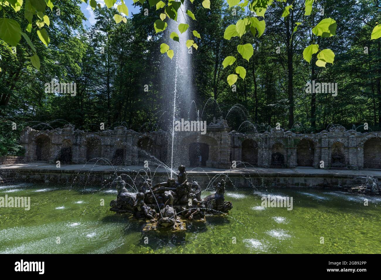 Water features in the Lower Grotto of the Hermitage, Upper Franconia, Bavaria, Germany Stock Photo