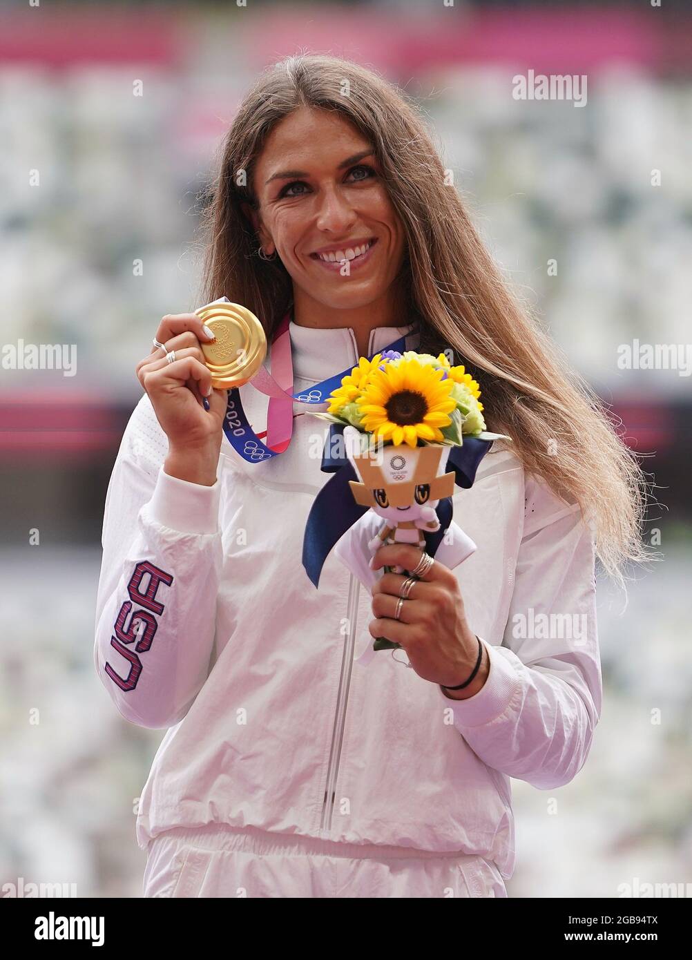 Tokyo, Japan. 3rd Aug, 2021. Valarie Allman of the United States shows