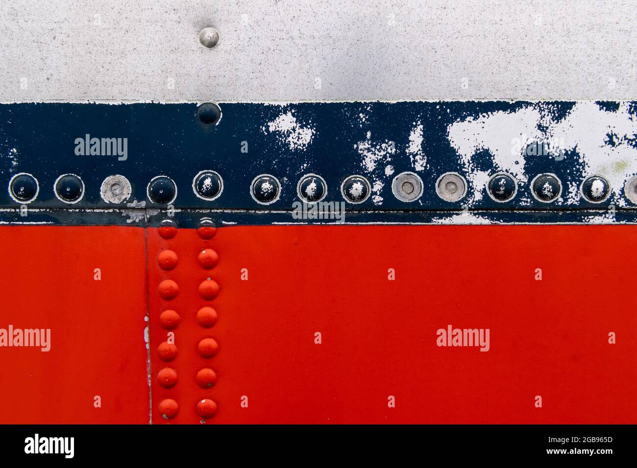 Aircraft fuselage, rivets, detail, emergency landed American Air Force ...