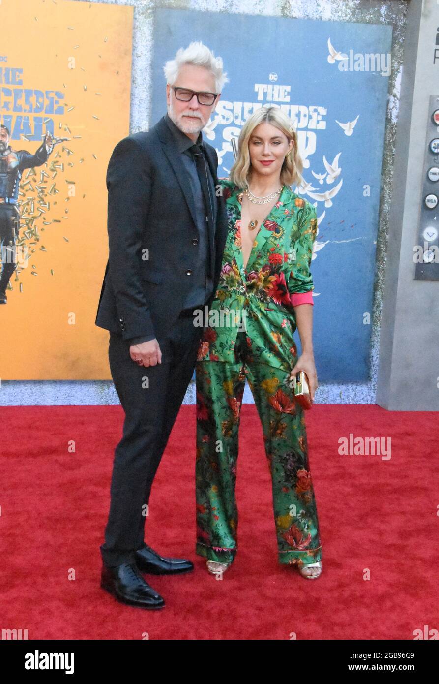 Los Angeles, California, USA 2nd August 2021 Director James Gunn and Jennifer Holland attend Warner Bros. Premiere of 'The Suicide Squad' at Regency Village Theatre on August 2, 2021 in Los Angeles, California, USA. Photo by Barry King/Alamy Live News Stock Photo