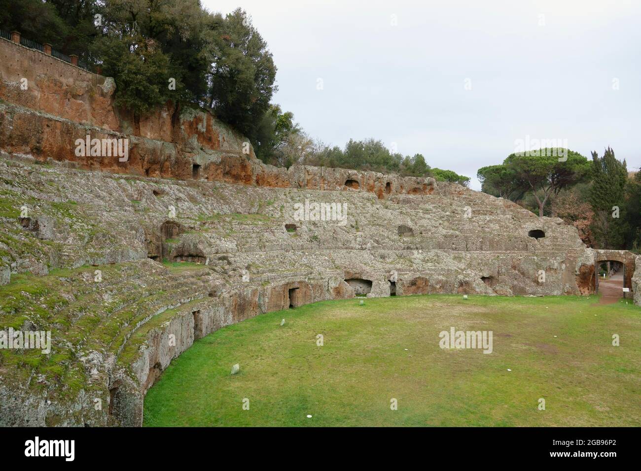 Roman amphitheatre carved out of the tufa, Sutri, Viterbo Province, Lazio Region, Italy Stock Photo
