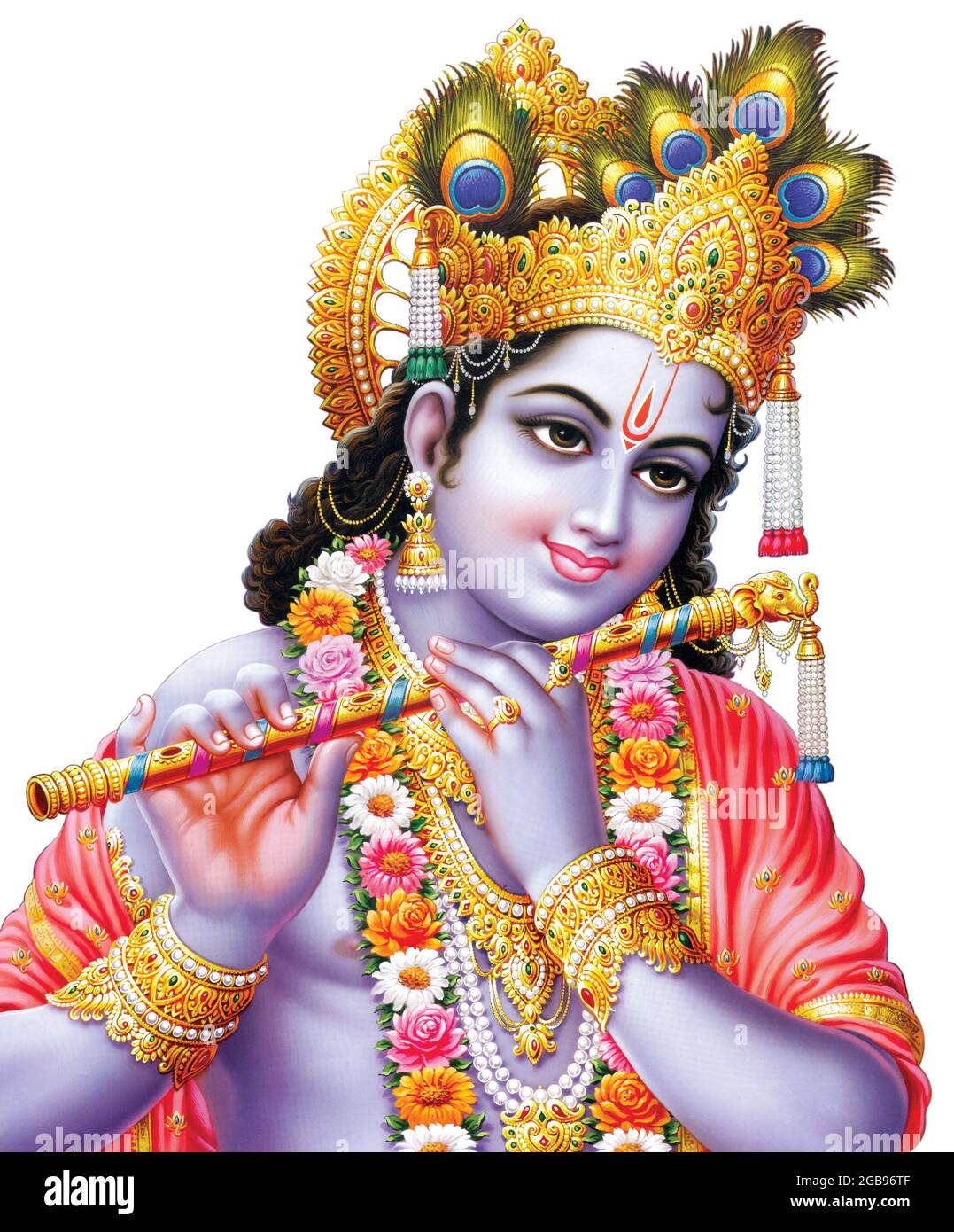 Indian God Lord Krishna with his flute making magical tunes Stock Photo