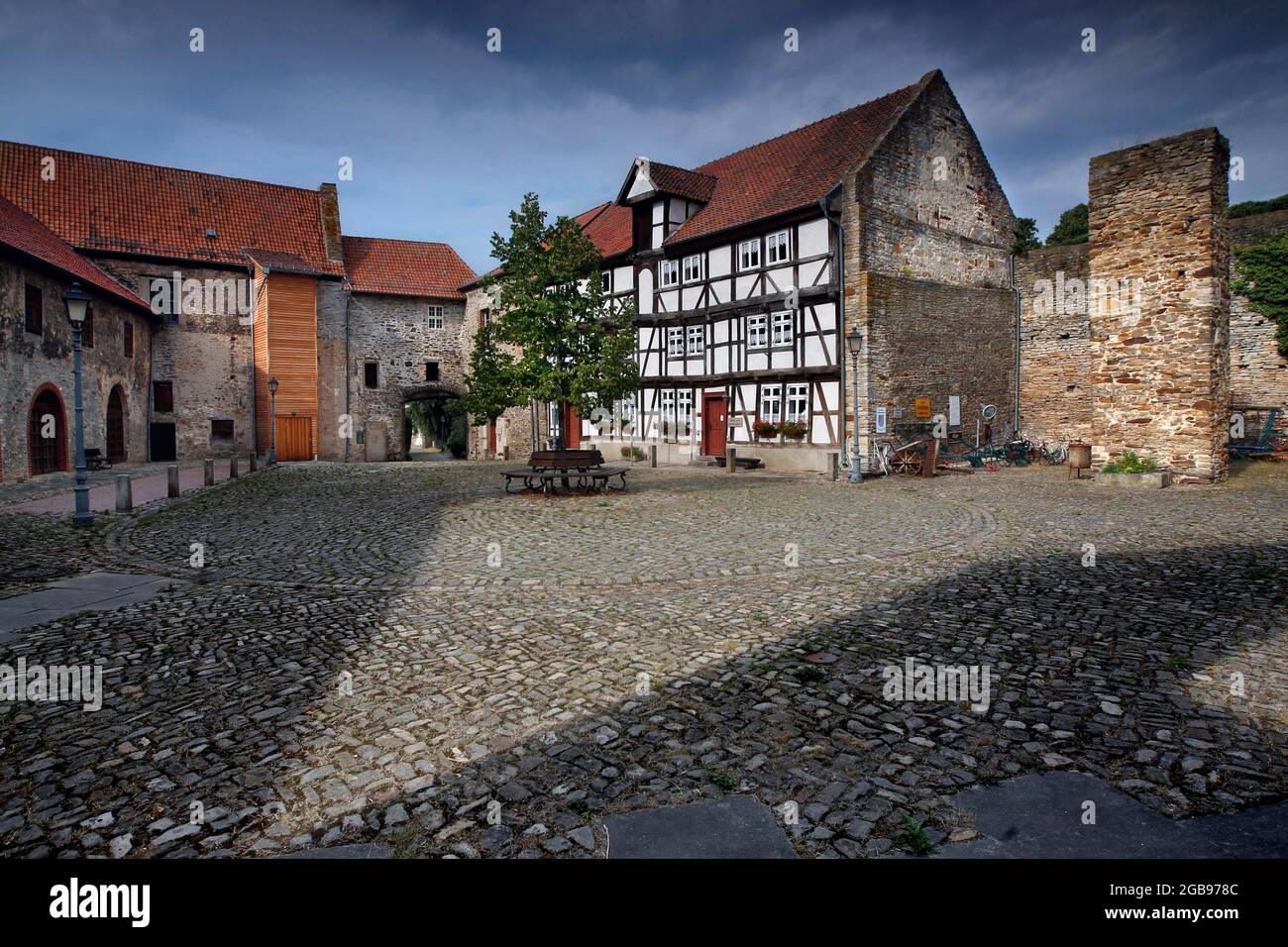 Sumpfburg, Kolonnenweg, Lochplattenweg, inner-German border fortification, Gruenes Band, Grenzweg, Oebisfelde, Boerde County, Saxony-Anhalt, Germany Stock Photo