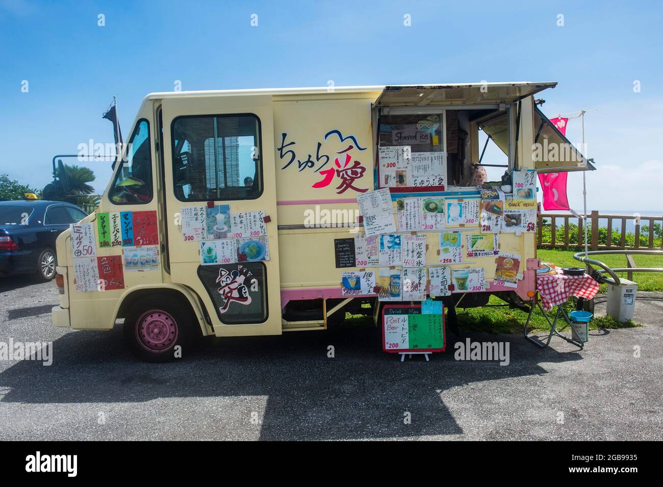 Food truck in Sefa Utaki, Okinawa, Japan Stock Photo