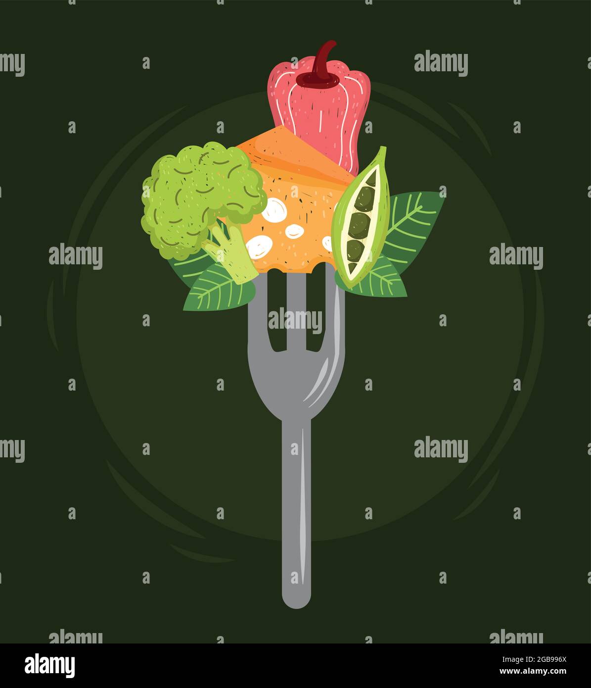 healthy food in fork Stock Vector Image & Art - Alamy