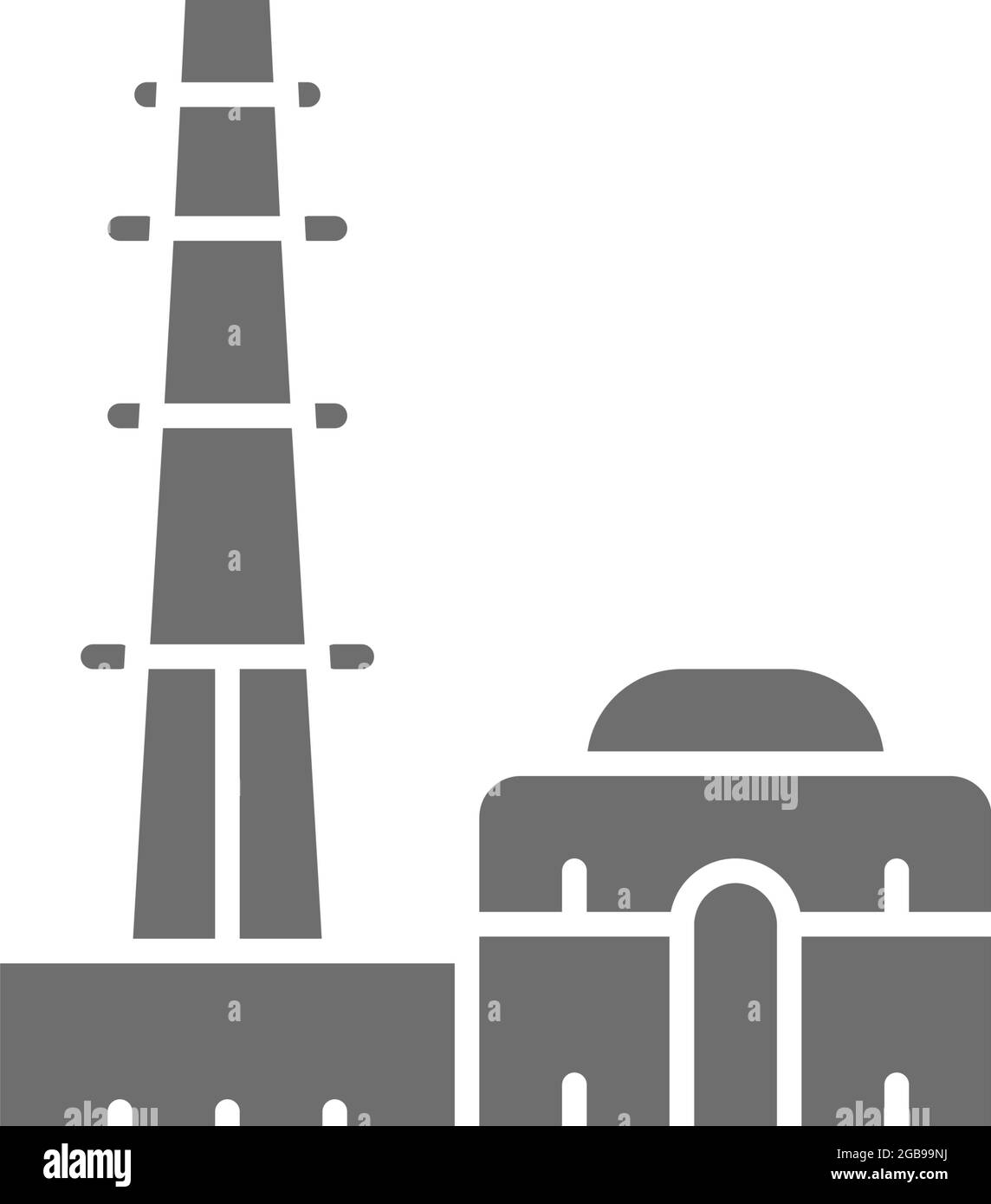 Qutub Minar, landmark of New Delhi, India grey icon. Stock Vector