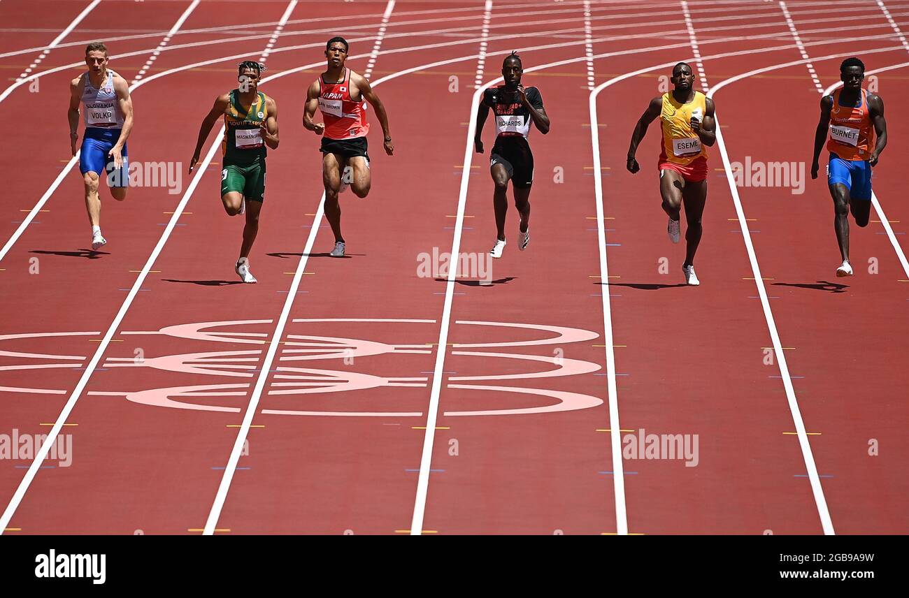 Tokyo, Japan. 3rd Aug, 2021. Jereem Richards (3rd R) of Trinidad and ...