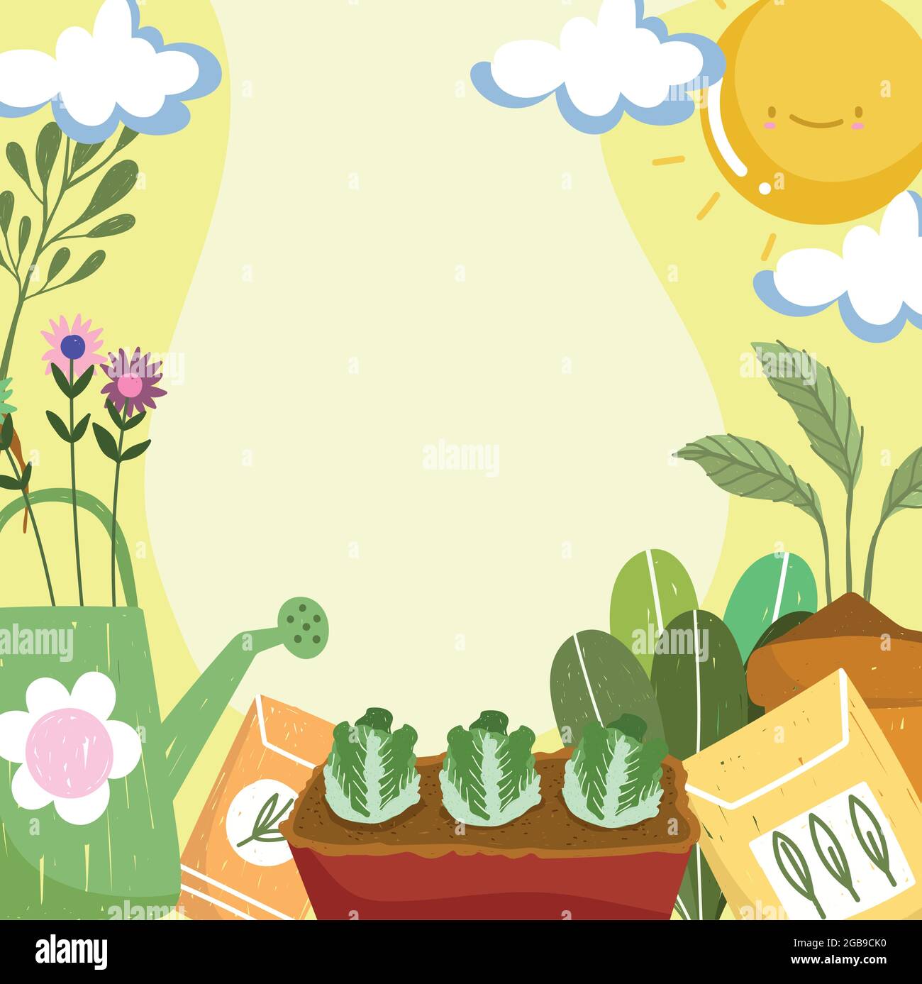 gardening plants and watering can Stock Vector Image & Art - Alamy