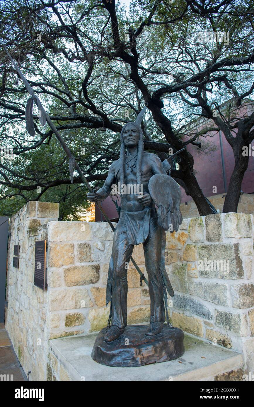 Statue of Quanah Parker, the last great Comanche war chief in front of