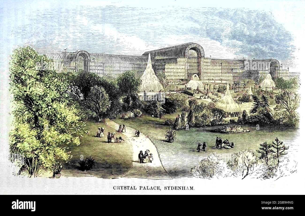 Crystal Palace Sydenham From the book ' London and its environs : a practical guide to the metropolis and its vicinity, illustrated by maps, plans and views ' by Adam and Charles Black Published in Edinburgh by A. & C. Black 1862 Stock Photo