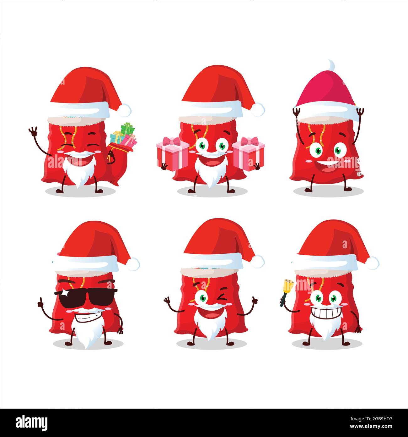 Santa Claus emoticons with christmas bag cartoon character. Vector ...