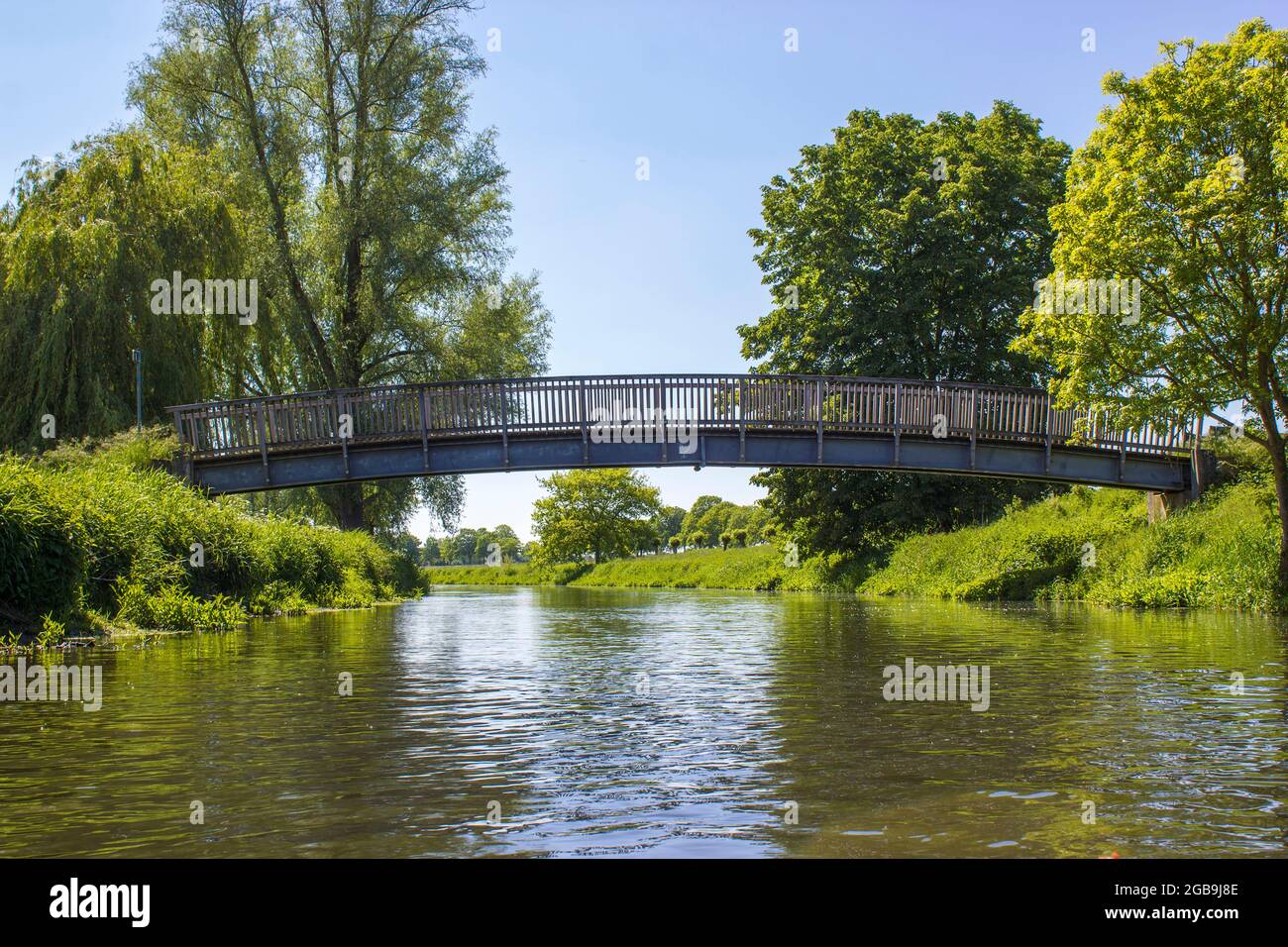 brigde on Niers River, Lower Rhine Region, Germany Stock Photo