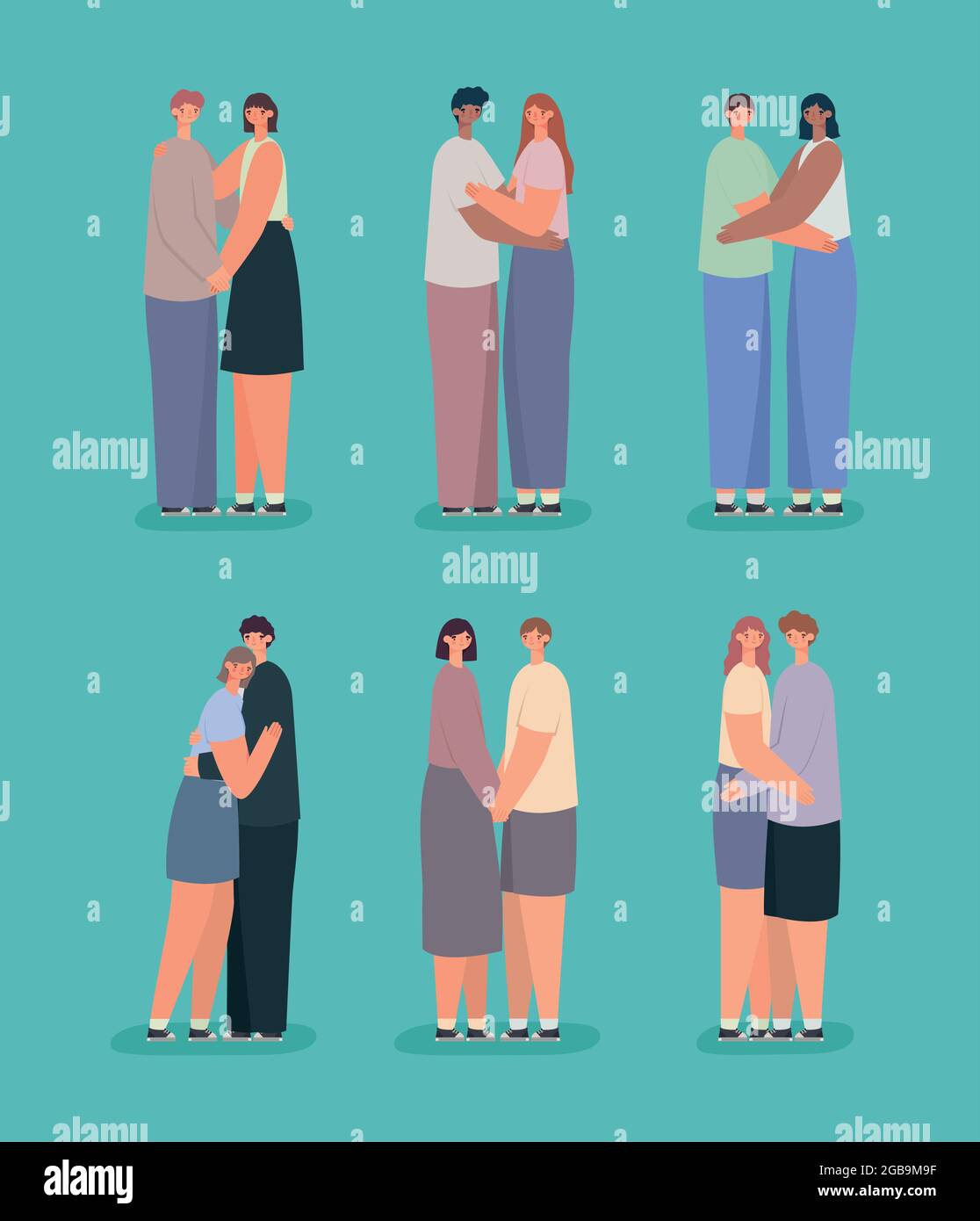 six happy couples Stock Vector Image & Art - Alamy