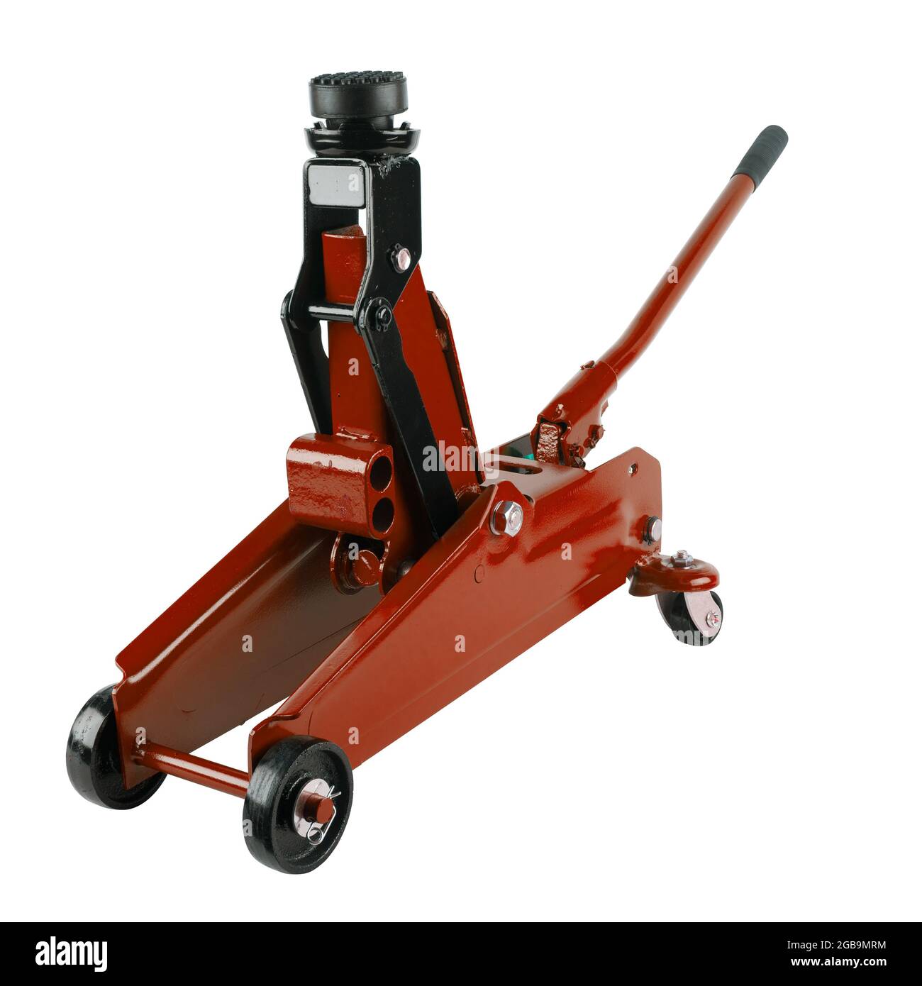 red hydraulic car jack isolated on white background, 2 ton capacity