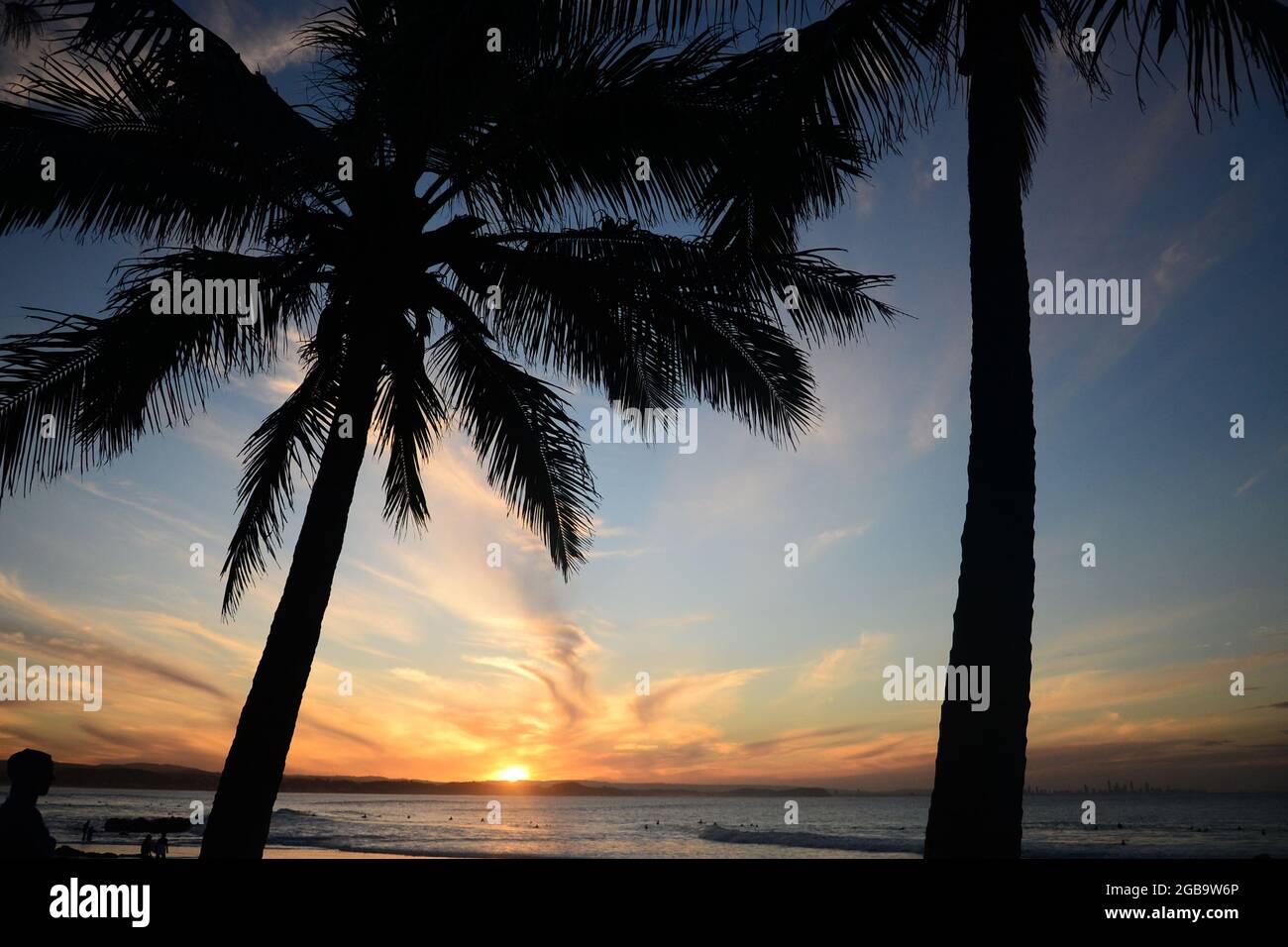 Sunset at Snapper Rocks< Gold Coast, Australia Stock Photo