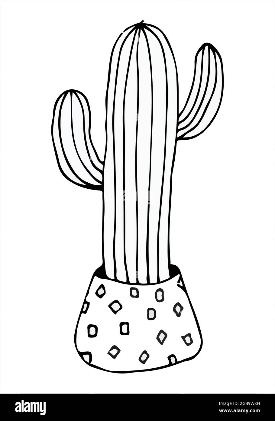 doodle illustration cactus black on white Stock Vector Image & Art - Alamy