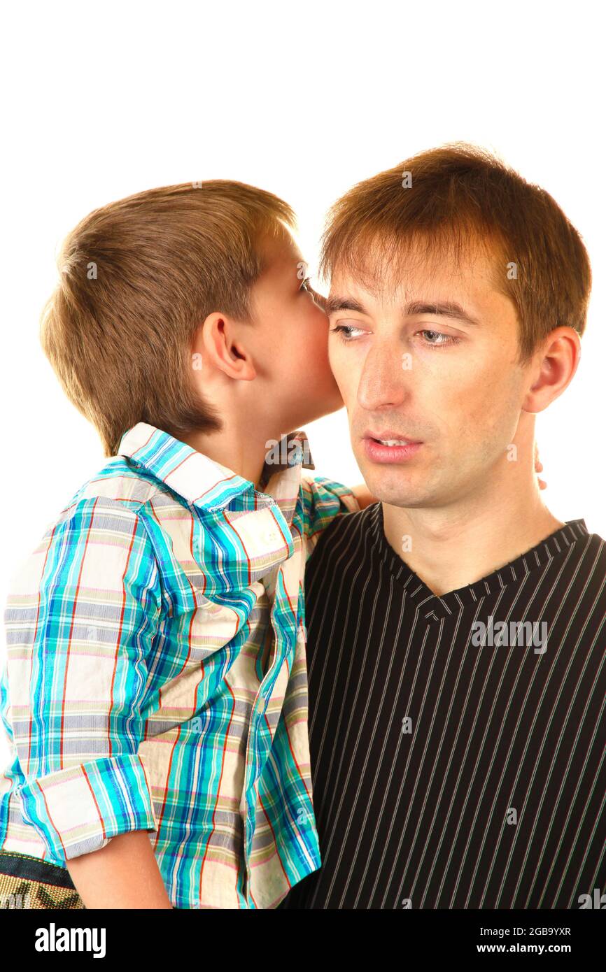 portrait of dad and son isolated on white Stock Photo Alamy
