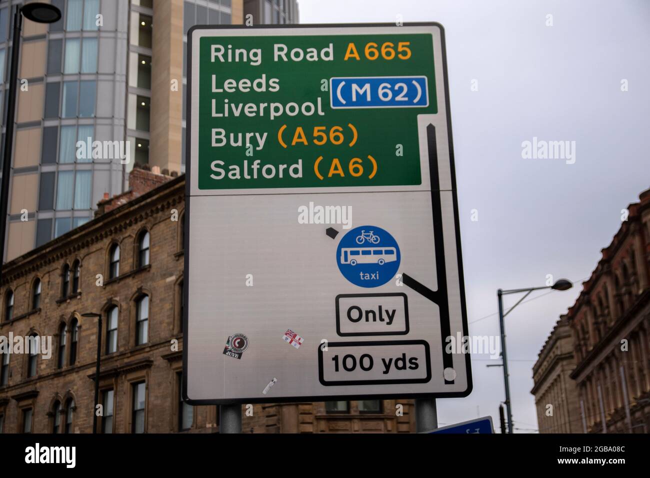Direction Sign At Manchester England 7-12-2019 Stock Photo