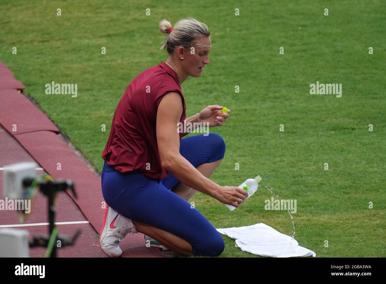 Czech athlete Barbora Spotakova attends women's javelin throw