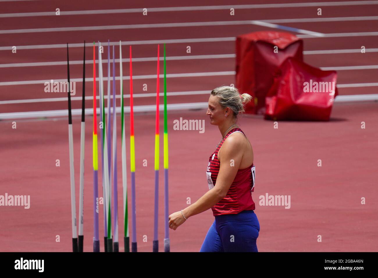 Czech athlete Barbora Spotakova attends women's javelin throw