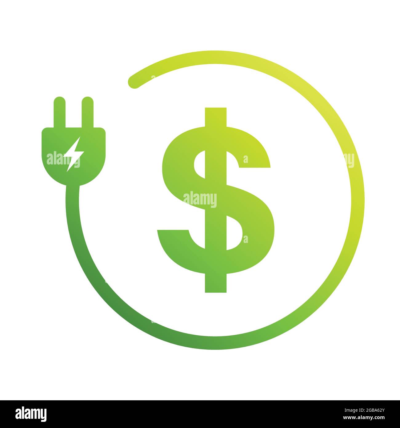 Cost dollar power efficiency icon vector save energy with electric plug