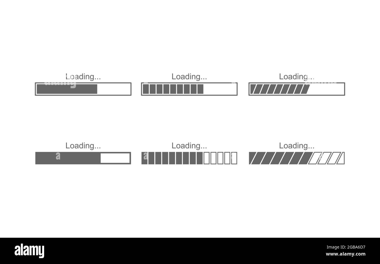 A set of vector icons for the loading bar. Flat style Stock Vector