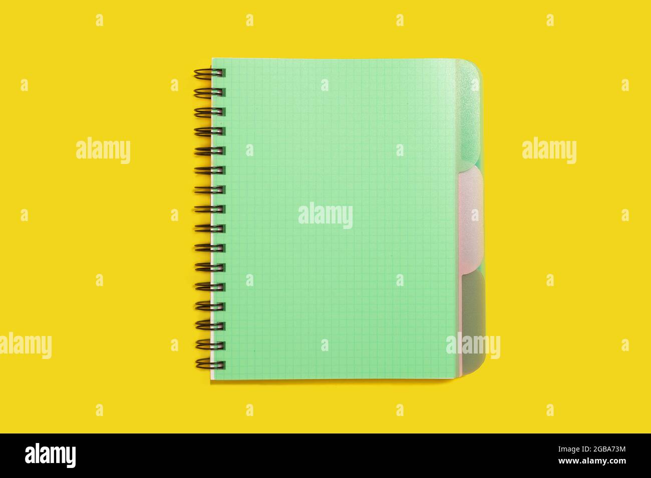 green spiral notebook. school and office accessories Stock Photo