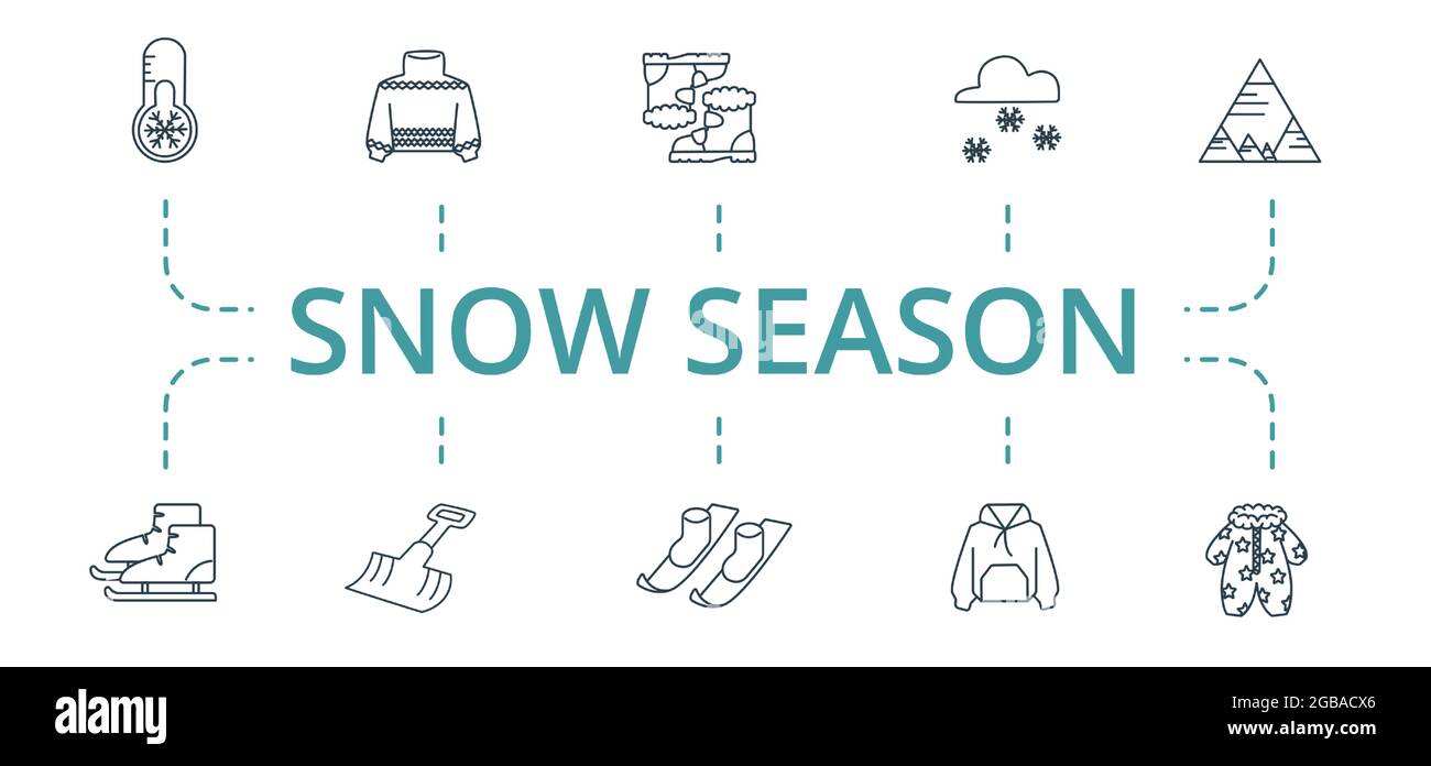 Snow Season icon set. Contains editable icons theme such as winter ...