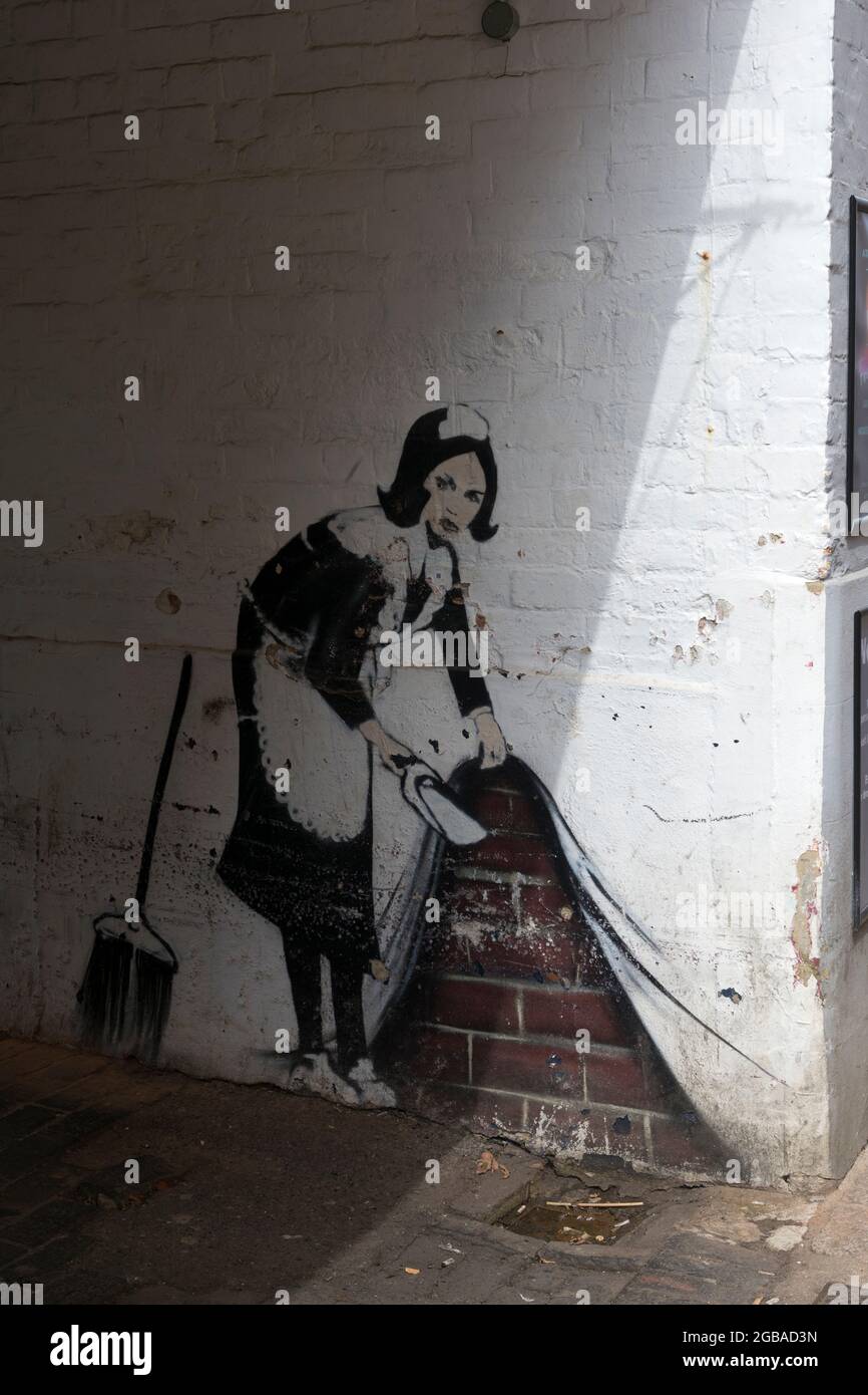 Banksy style picture, Banbury, Oxfordshire, England, UK Stock Photo