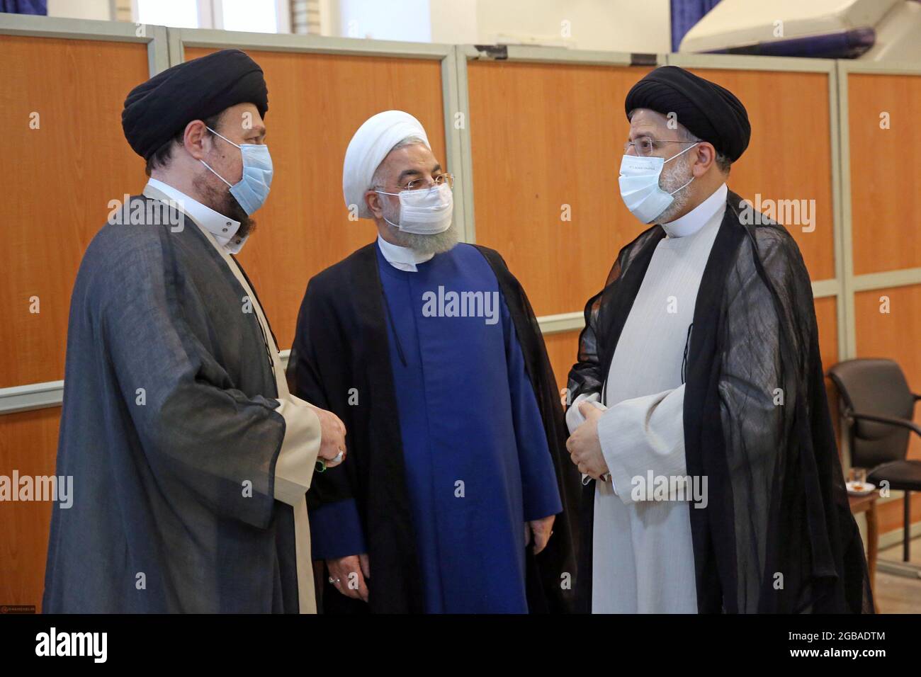 Tehran Tehran Iran 3rd Aug 21 A Handout Picture Made Available By Iran S Supreme Leader Office Shows New Iranian President Ebrahim Raisi R With Former Iranian President Hassan Rouhani C During Raisi S Tehran Tehran Iran 3rd Aug 21 A Handout Picture Made Available By Iran S Supreme Leader Office Shows New Iranian President Ebrahim Raisi R With Former Iranian President Hassan Rouhani C During Raisi S
