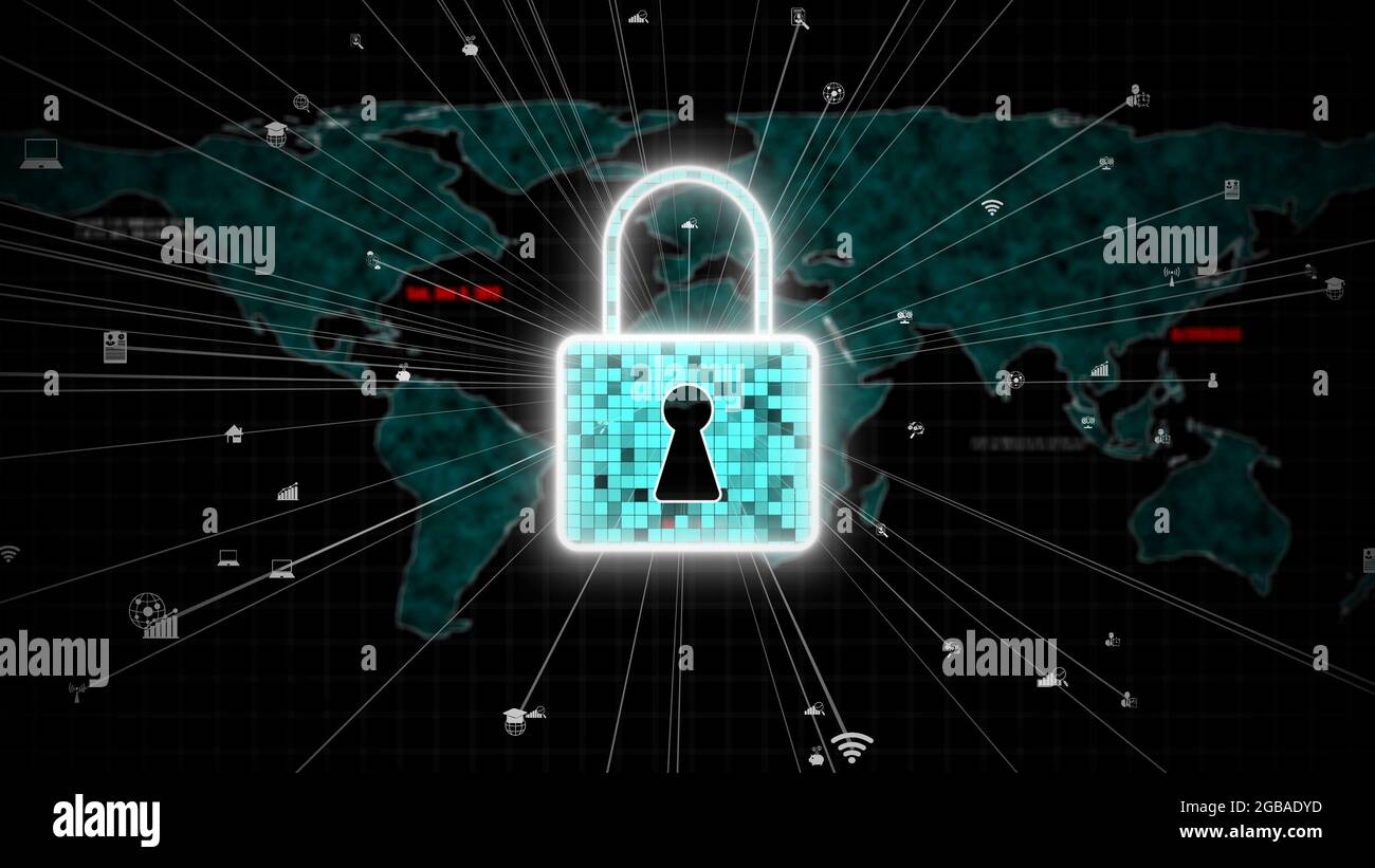 Visionary cyber security encryption technology to protect data privacy . 3D rendering computer graphic . Stock Photo