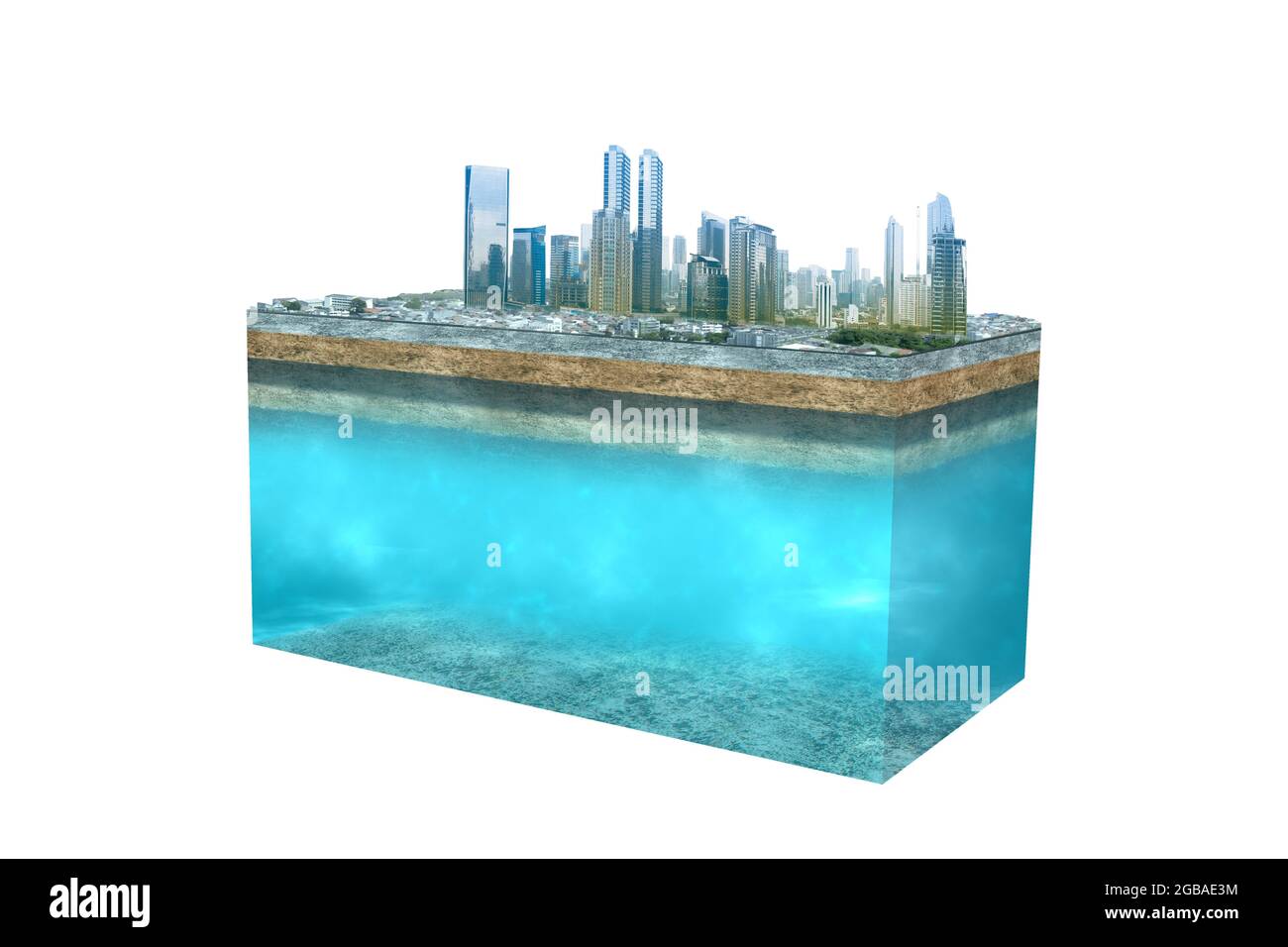 Skyscrapers and modern buildings standing above the subsoil. Environment concept Stock Photo