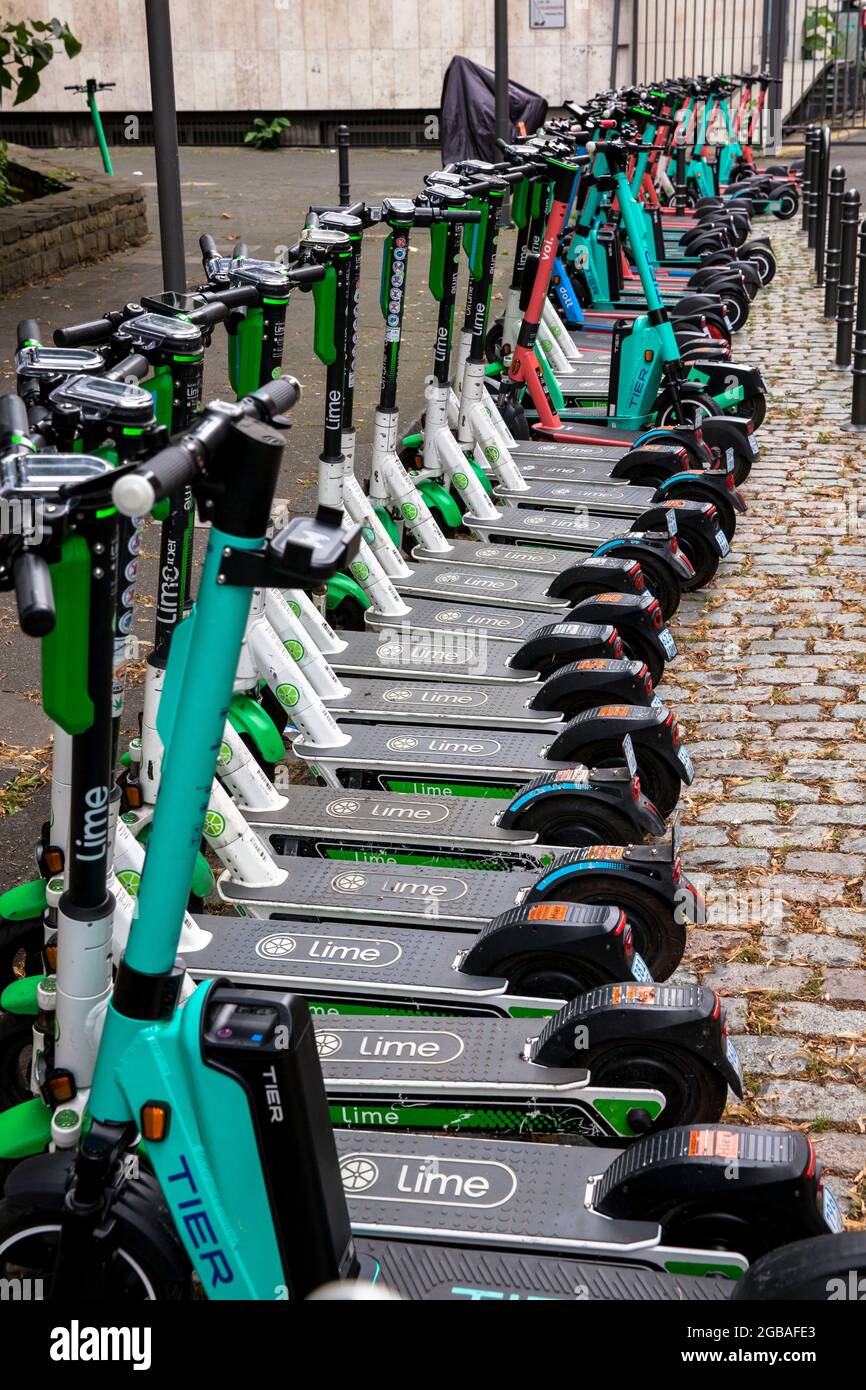 parking area for electric scooter on the street Margarethenkloster near the cathedral, Cologne, Parkflaeche fuer Elektroscooter der Stras Stock Photo - Alamy