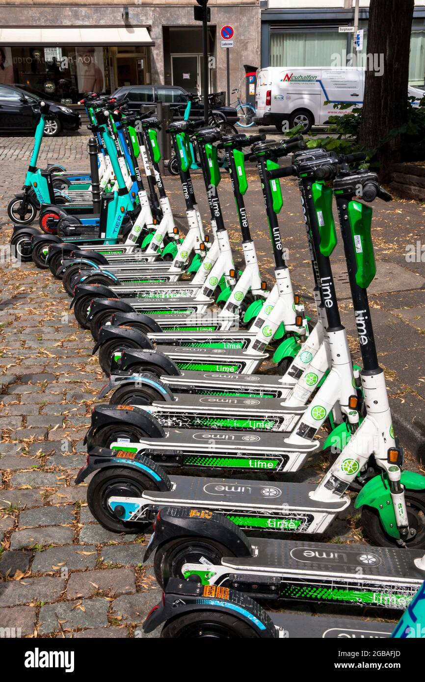 parking area for electric scooter on the street Margarethenkloster near the  cathedral, Cologne, Germany. Parkflaeche fuer Elektroscooter an der Stras  Stock Photo - Alamy
