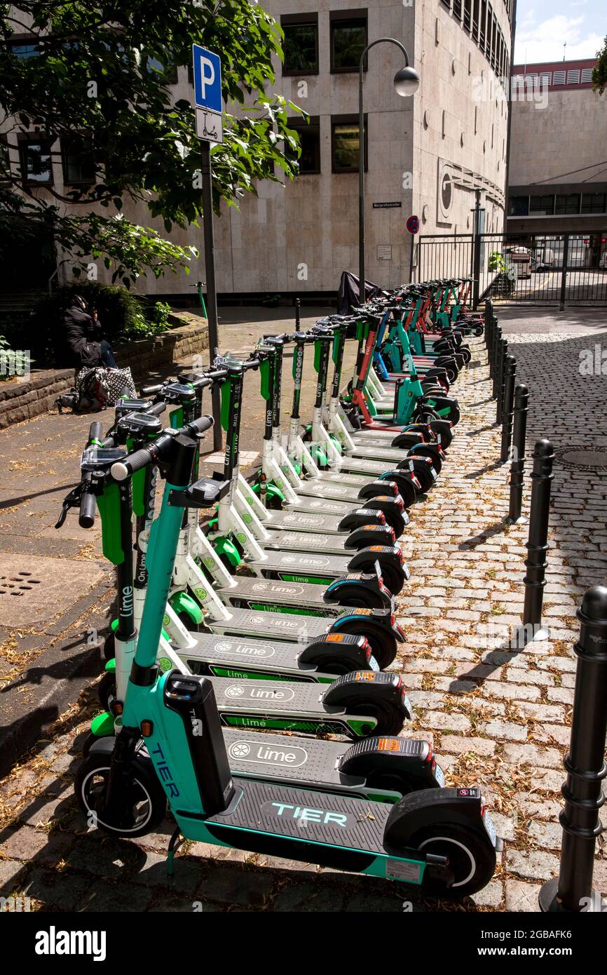 parking area for electric scooter on the street Margarethenkloster near the cathedral, Cologne, Parkflaeche fuer Elektroscooter der Stras Stock Photo - Alamy