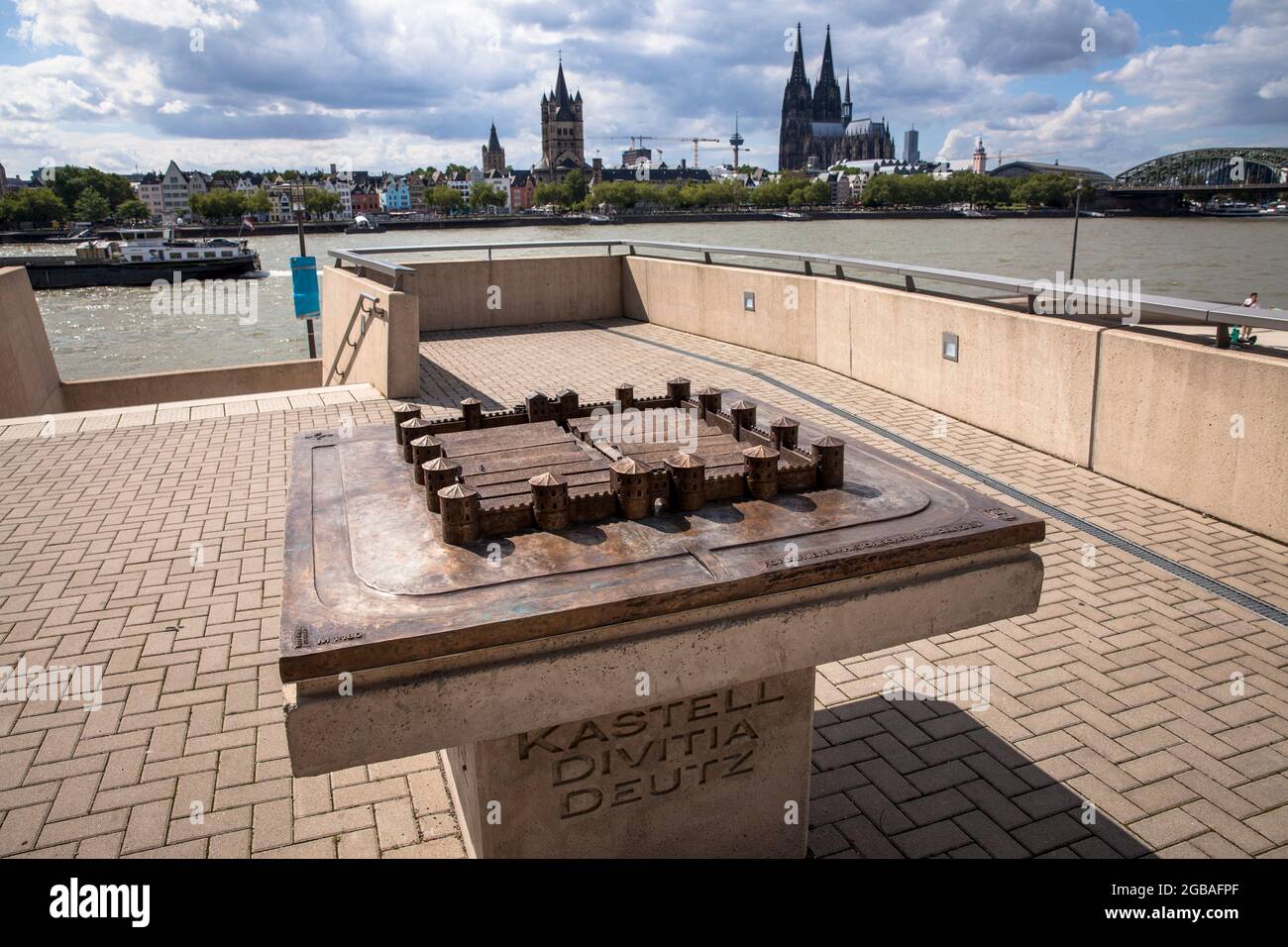 model of the Late Roman fort Divitia on Kennedy-Ufer in the district Deutz, it was part of the Lower Germanic Limes, Cologne, Germany.  Modell des spa Stock Photo