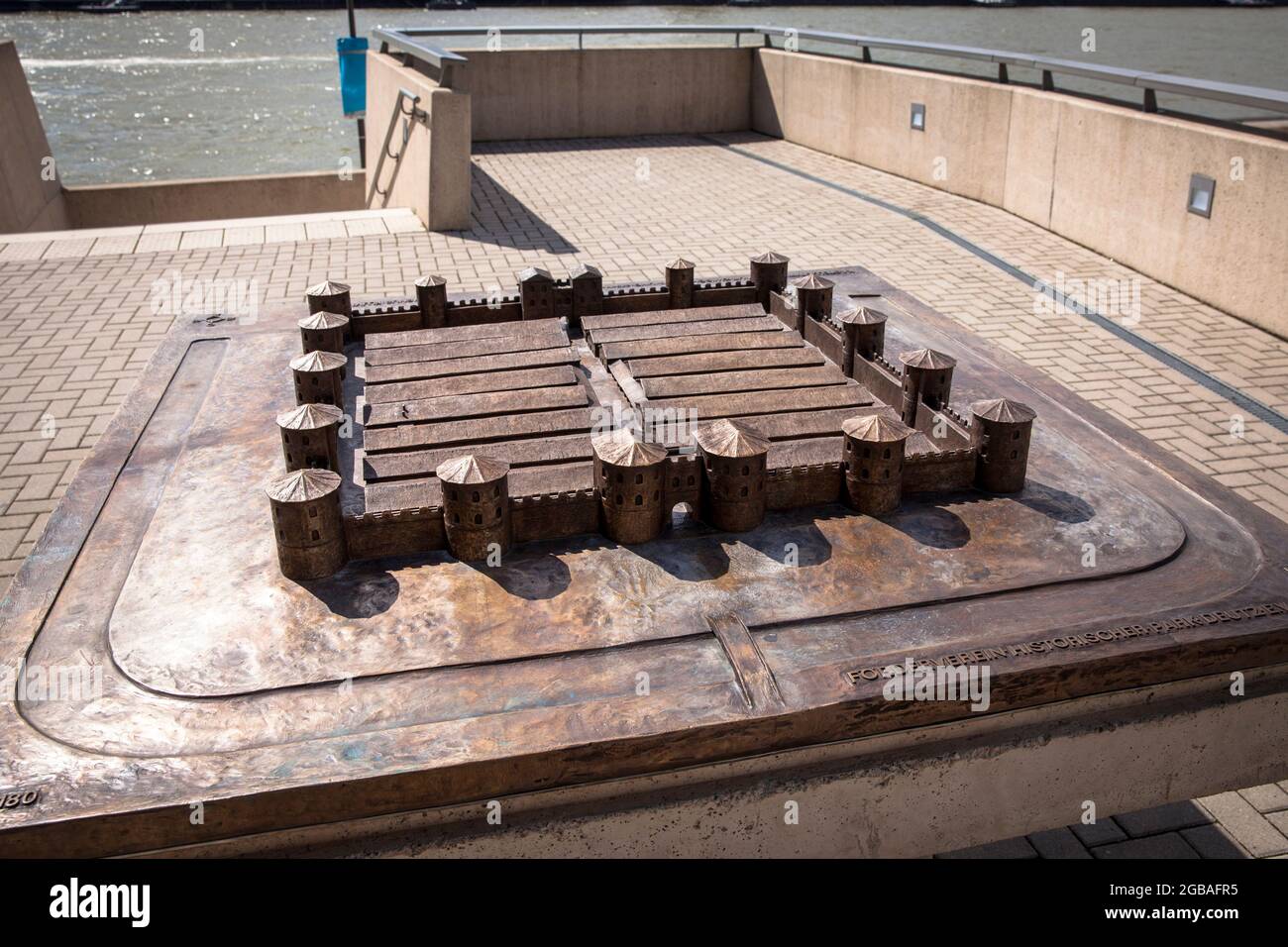 model of the Late Roman fort Divitia on Kennedy-Ufer in the district Deutz, it was part of the Lower Germanic Limes, Cologne, Germany.  Modell des spa Stock Photo
