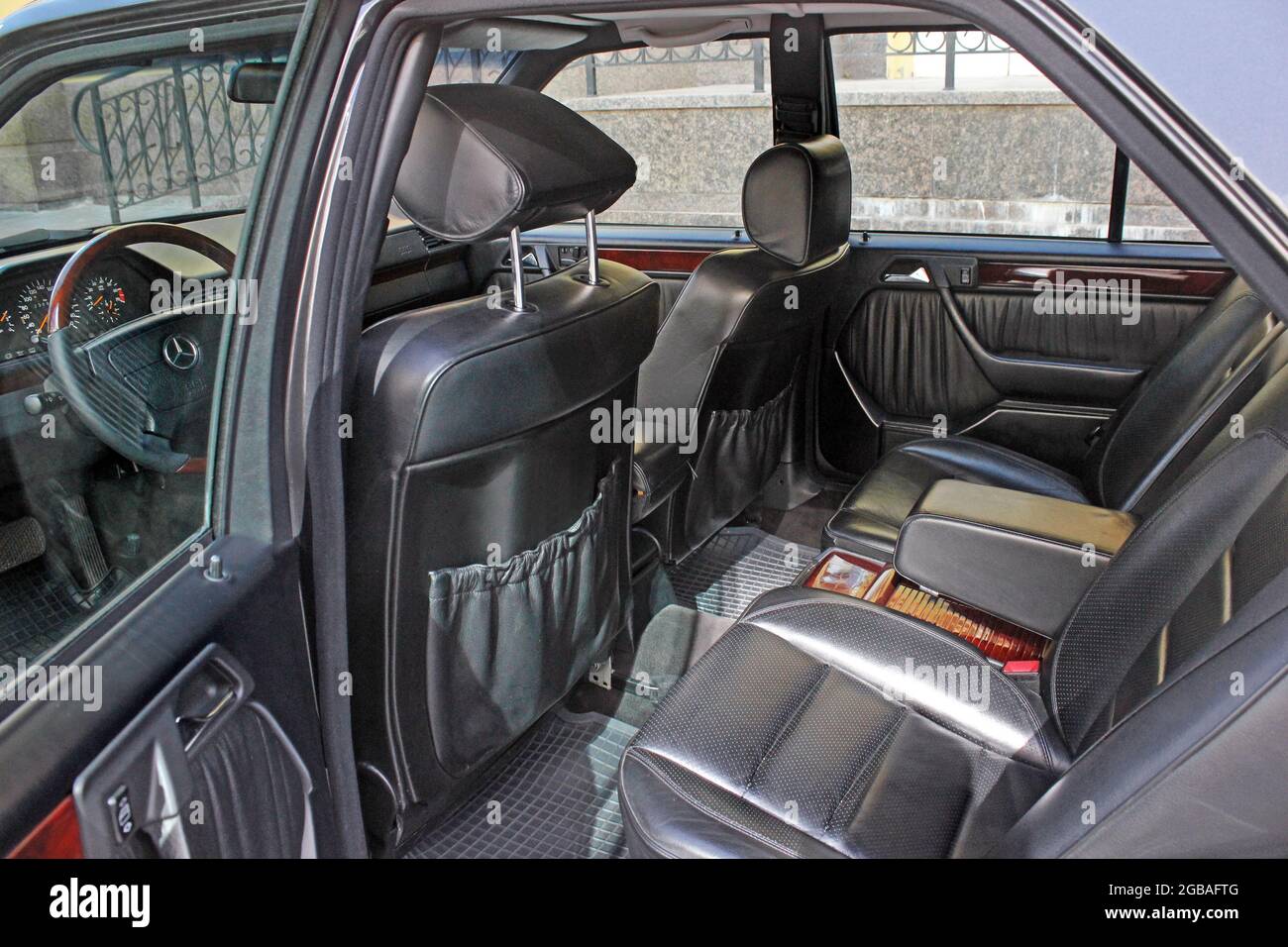Kiev, Ukraine - 25 August 2014: Mercedes E500 W124. Car interior view.  Luxury car interior. Details of the car interior Stock Photo - Alamy