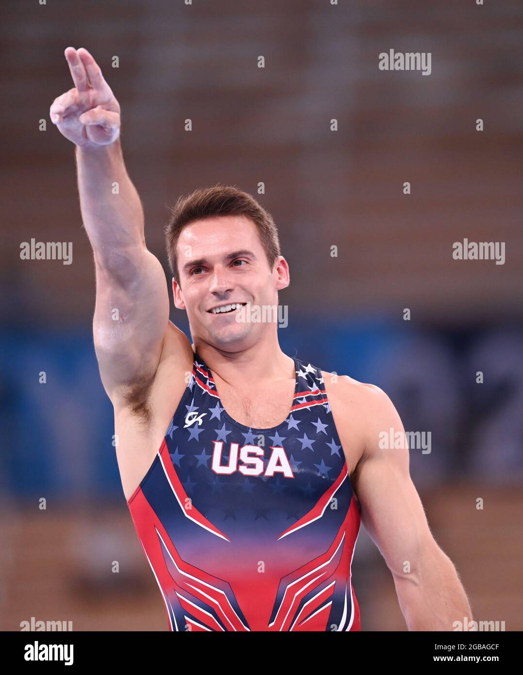 03 August 2021, Japan, Tokio Gymnastics Olympics, parallel bars, men, final at Ariake