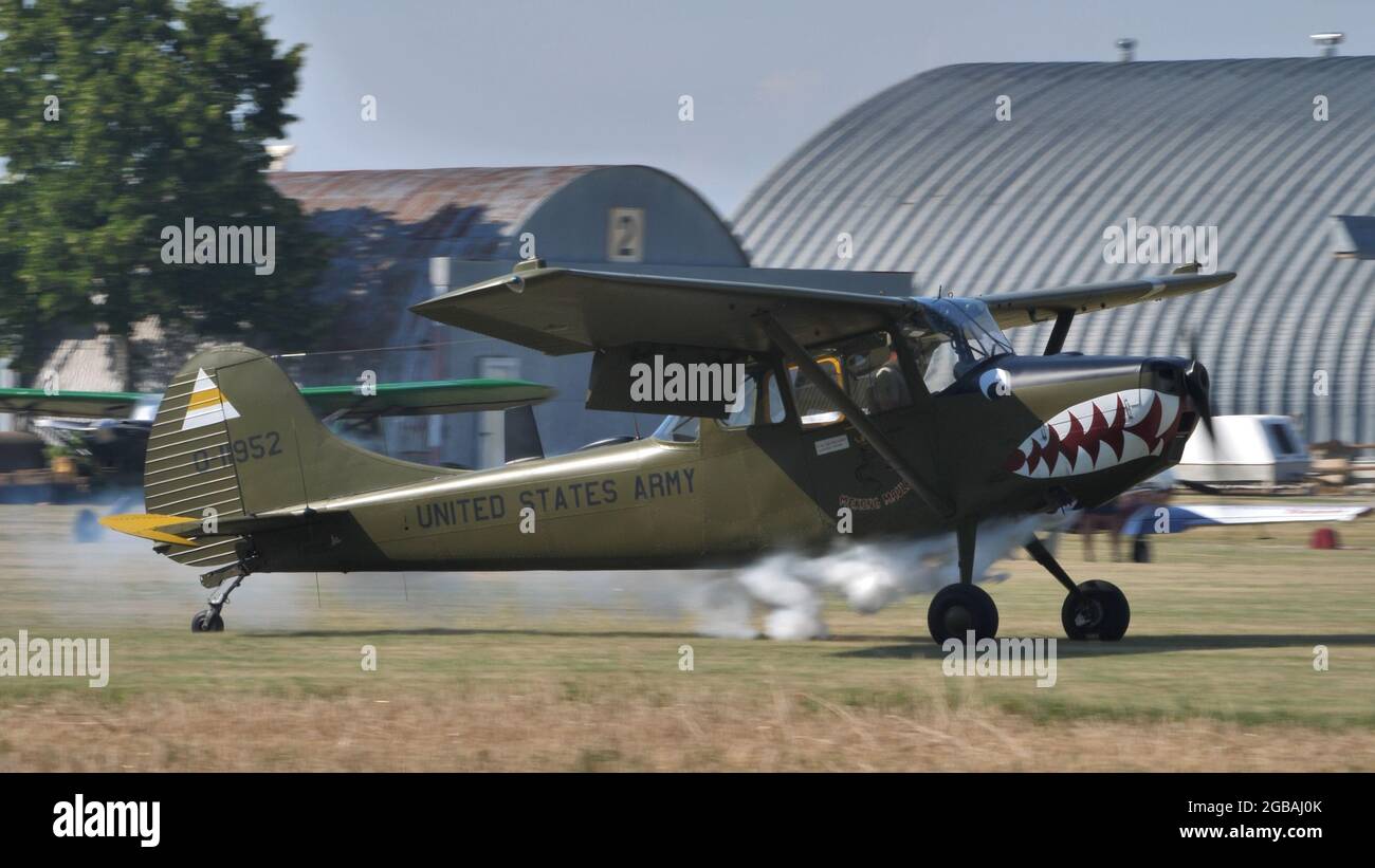 Ferrara Italy JUNE, 27, 2021 Vietnam war military aircraft. Cessna L-19 O-1 Bird Dog Mekong Mauler United States Army Stock Photo