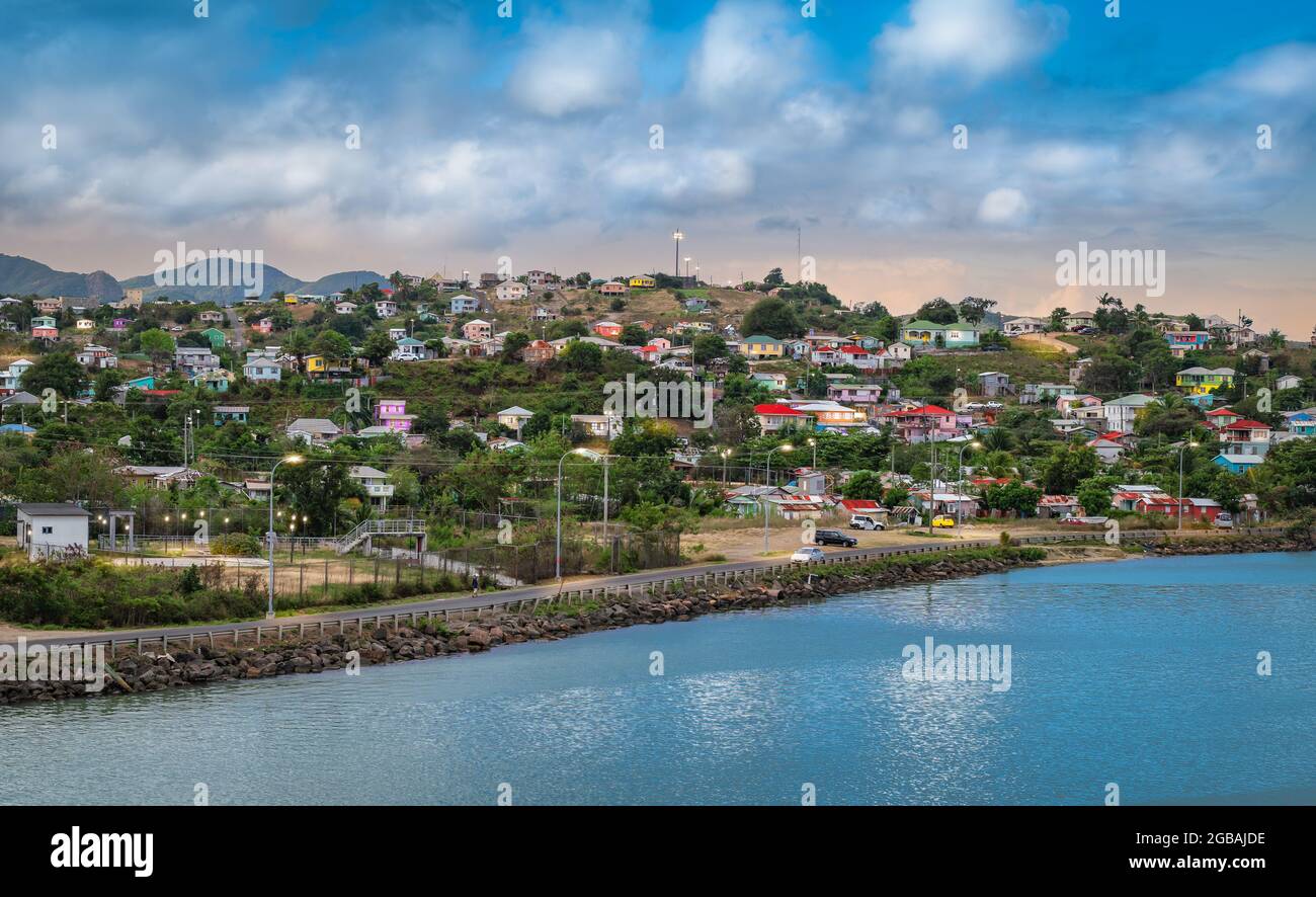St John's cityscape at dusk, Antigua and Barbuda, West Indies. Stock Photo