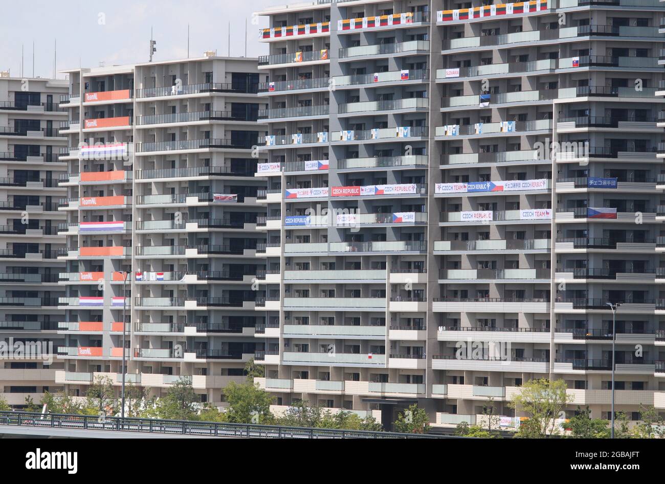 A general view of the Olympic Village (Athlete Village) at the Tokyo 2020 Olympic Games with team Czech Republic (CZK) in the foreground in Tokyo, Japan on July 25, 2021. Credit: Hiroyuki Ozawa/AFLO/Alamy Live News Stock Photo